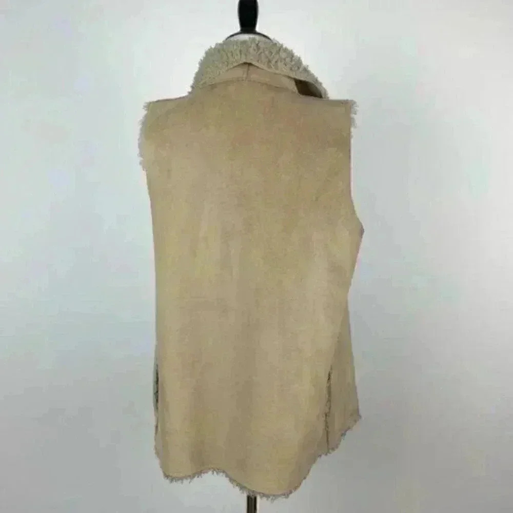 Velvet faux suede vest size M tan open front - Picture 5 of 7